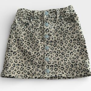 Cat & Jack Black Tan Corduroy Leopard Print Button Mini Skirt Size Medium 7/8